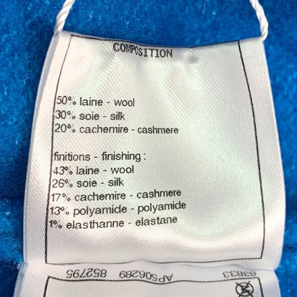 Chanel Blue Wool-Cashmere Blend Single-Breasted Cardigan With Pockets & Button D - Picture 7 of 8